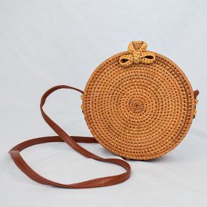 Summer Rattan Crossbody Circle Purse